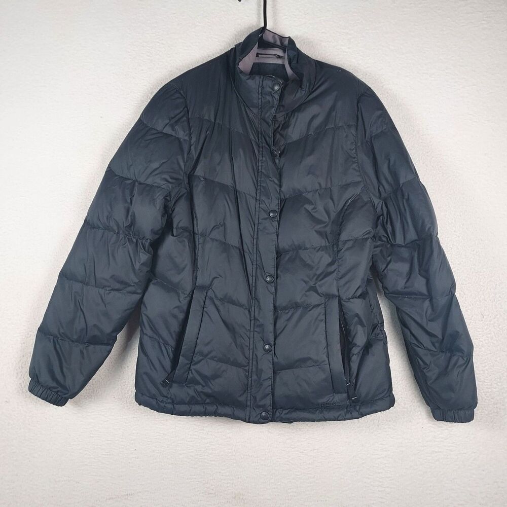 LL Bean Down Jacket Womens Small Insulated Puffer Coat Black Zip